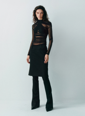 LUCENCY25AW 假两件裙裤 修身微喇裤女秋冬简约通勤显瘦休闲裤子