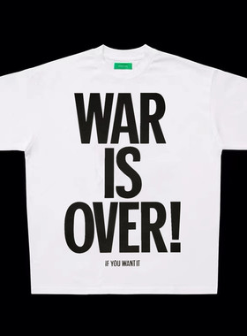 ASAP ROCKY VINTAGE WAR IS OVER反战复古宽松纯棉小领口短袖TEE