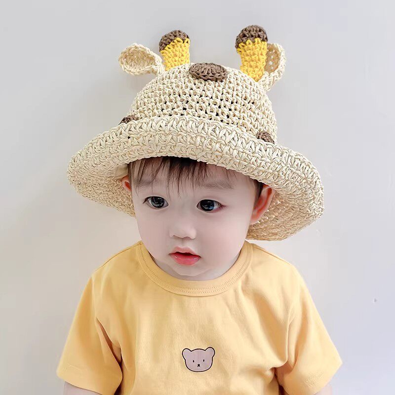 宝宝帽子夏季薄款儿童草帽透气男童夏天遮阳防晒太阳帽小孩女1岁2