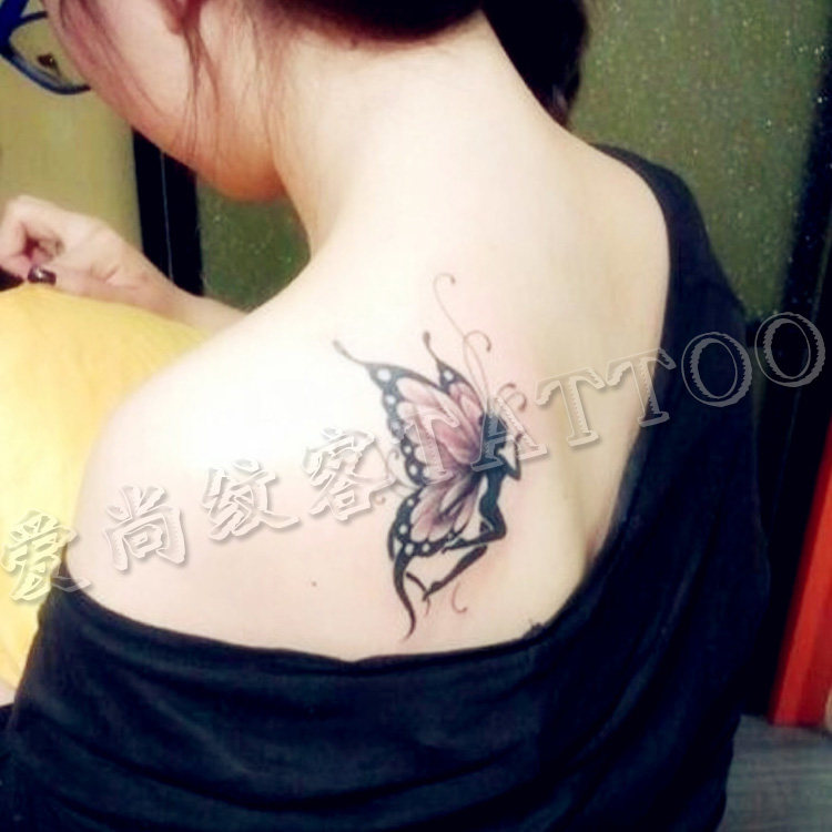 爱尚纹客纹身贴-蝴蝶图腾纹身贴 防水纹身贴女纹身贴纸防水仿真