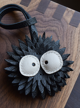 【MR夹子】黑煤球手工制作真皮车钥匙包挂件个性小众可爱简约女潮