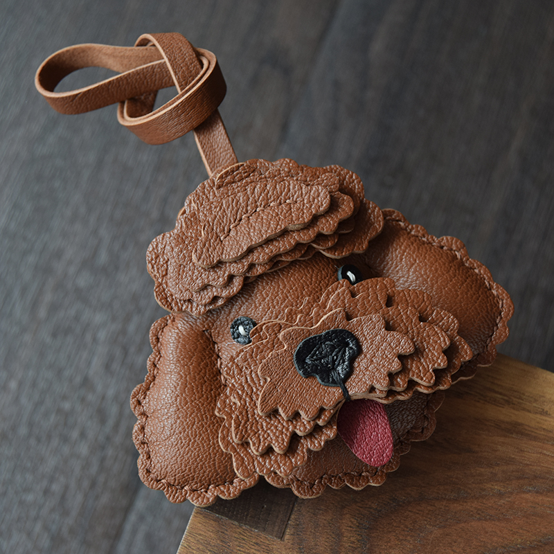 【MR夹子】泰迪狗狗原创设计手工真皮车钥匙包挂件可爱高级女礼物