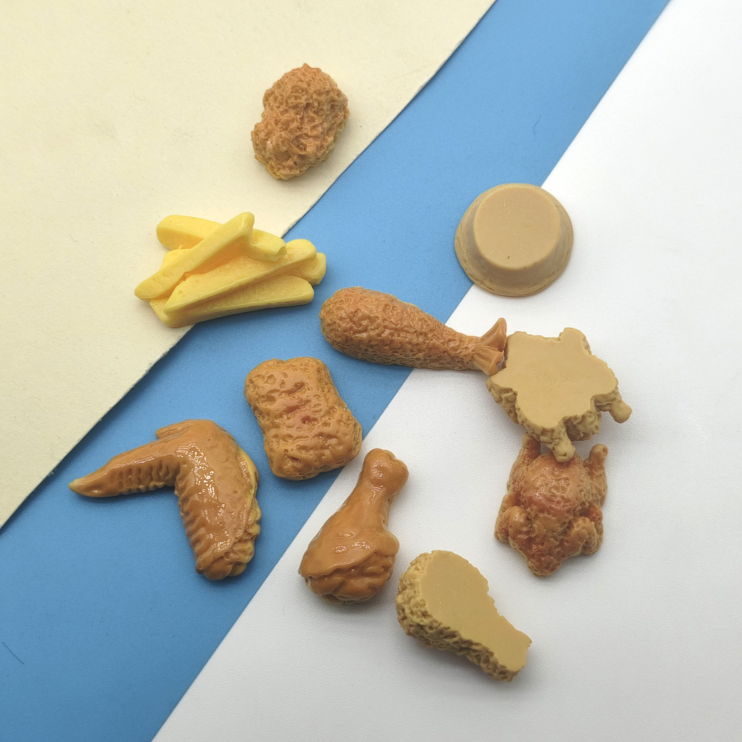 迷你仿真炸鸡汉堡薯条树脂饰品