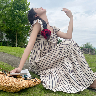 新款 2024夏季 条纹棉麻连衣裙C022 9096 K188 爆款 P130 现货