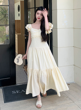 现货24年夏新款法式宫廷绝美仙女小飞袖连衣裙2C135-5066P130K198