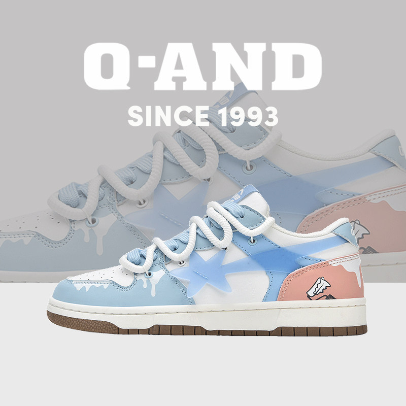 奇安达板鞋男款秋季滑板鞋小众原创学生情侣运动鞋子荧光休闲潮鞋