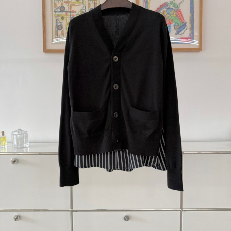 舒适时尚拼接撞色毛织拼衬衫毛衣