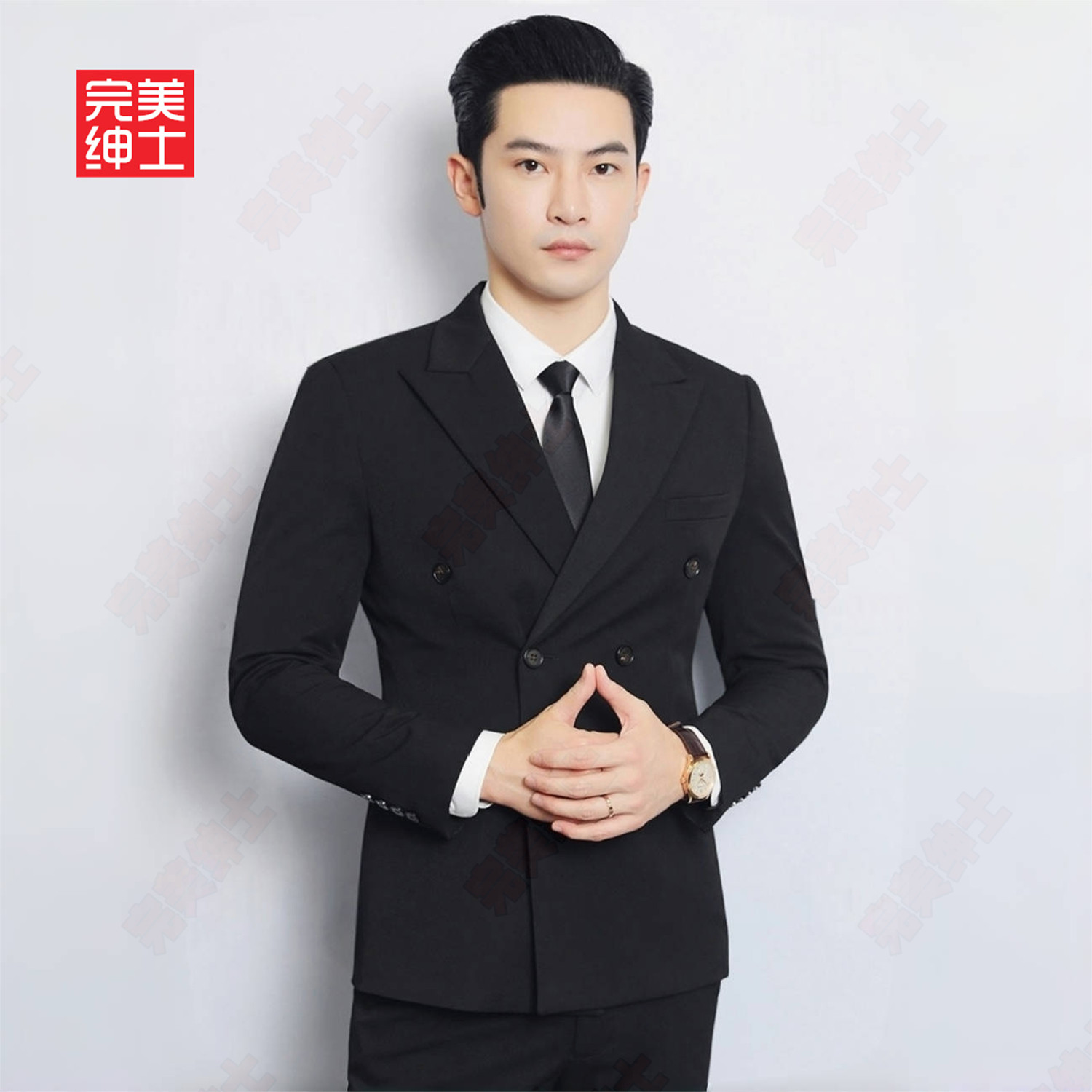 双排扣戗驳领西装男款高级感胖子穿大码结婚礼服男士西服套装高档