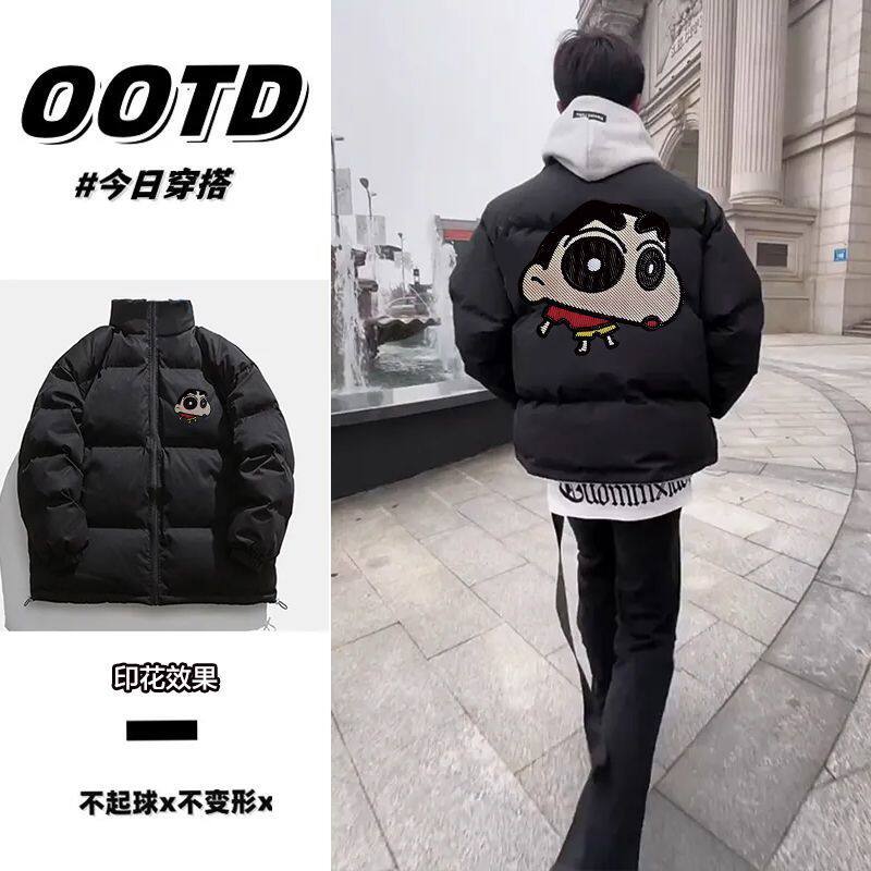 港风潮流男女卡通棉服秋冬无帽日系百搭情侣外套时尚宽松印花棉衣