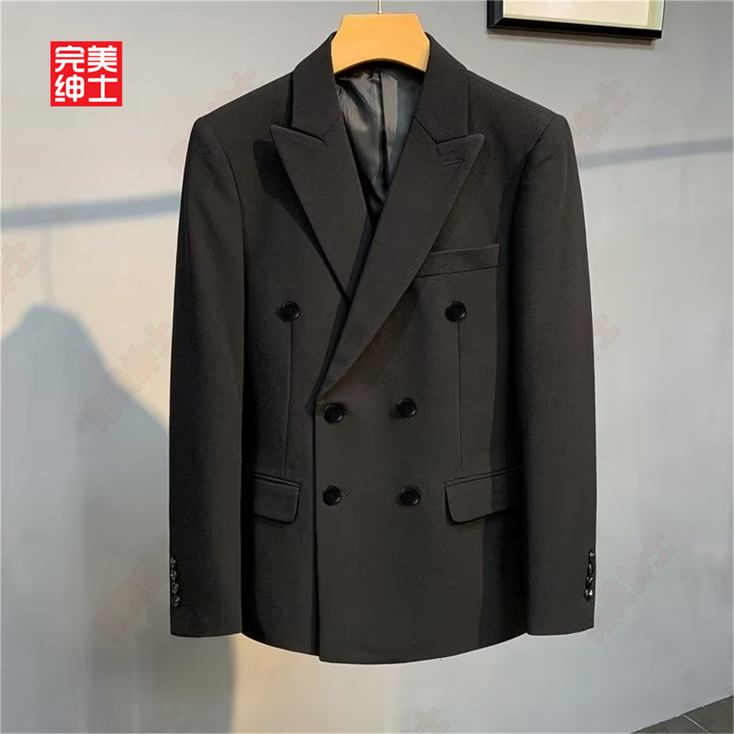 双排扣戗驳领西装男款高级感胖子穿大码结婚礼服男士西服套装高档