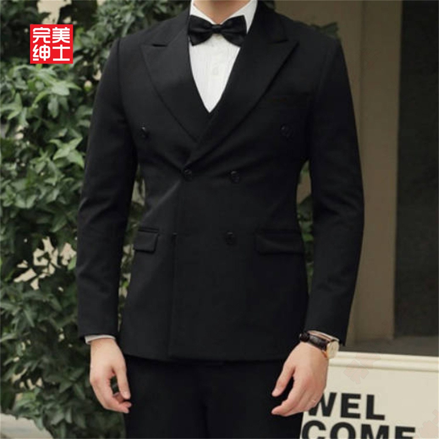 双排扣戗驳领西装男款高级感胖子穿大码结婚礼服男士西服套装高档