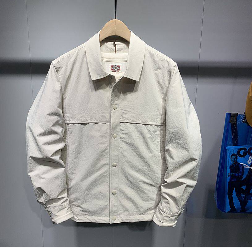 2025原创男装春季韩版宽松 纯色百搭 休闲翻领薄款夹克衫男