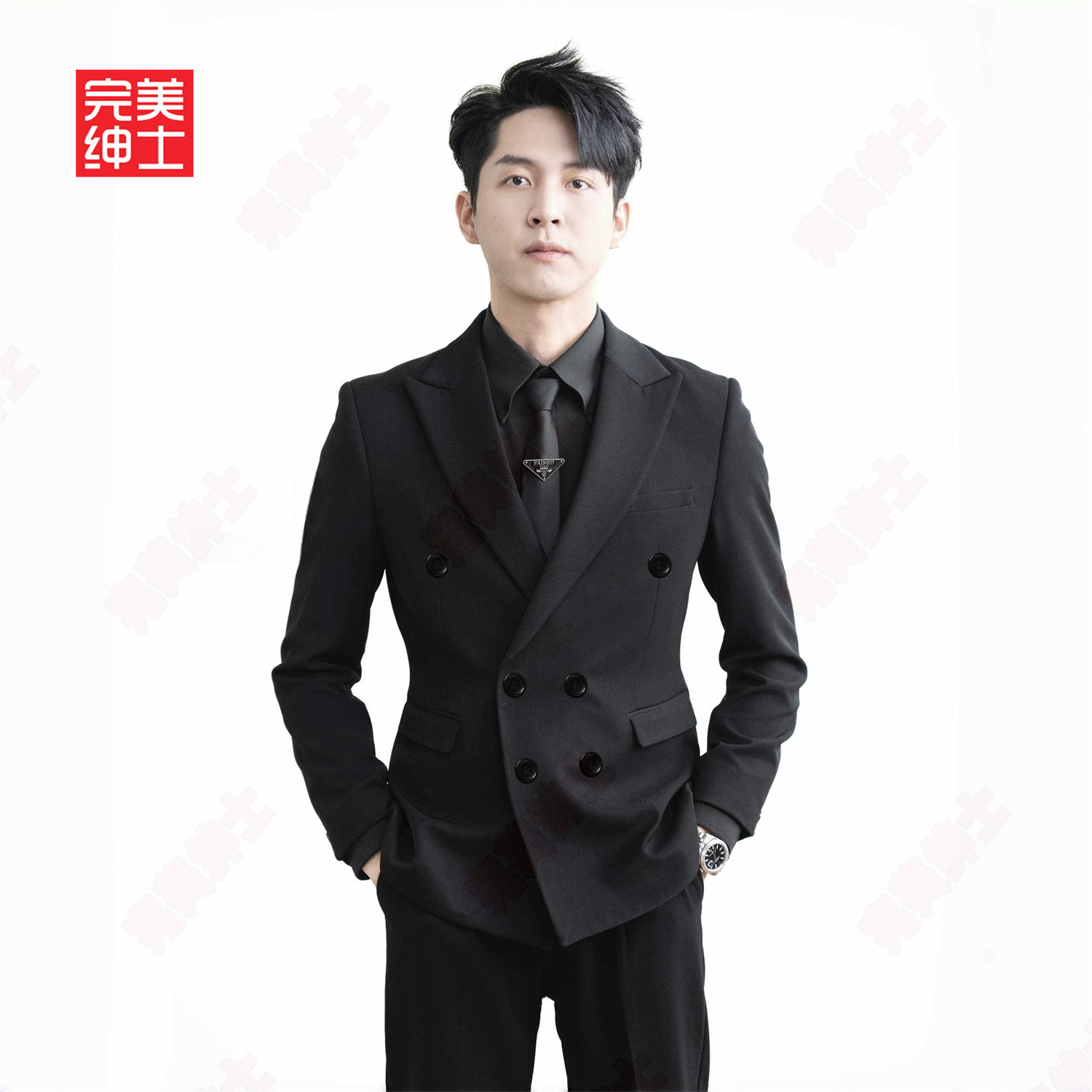 双排扣戗驳领西装男款高级感胖子穿大码结婚礼服男士西服套装高档