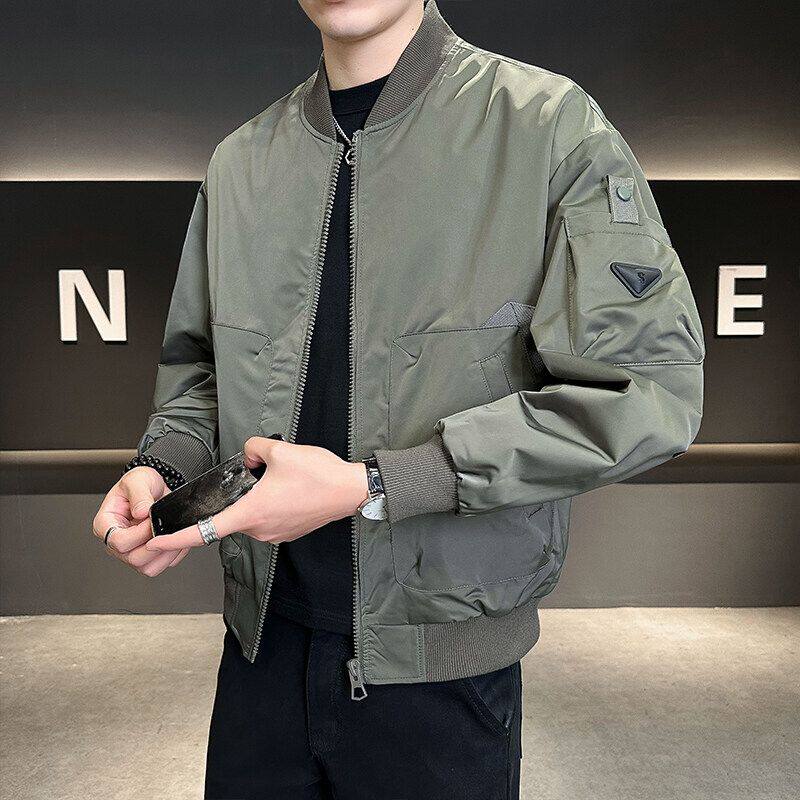 棒球领夹克男潮牌立领薄款2025新款春装简约黑色潮春秋季痞帅外套