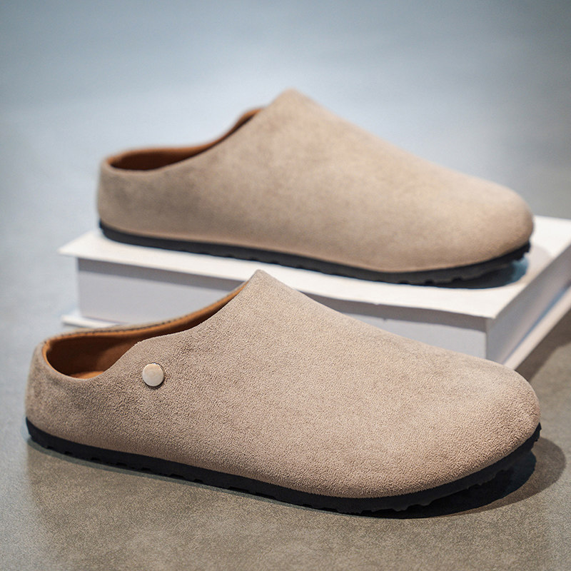 男款2025新款秋冬老钱风德比绒面包头半拖慵懒男士情侣勃肯鞋