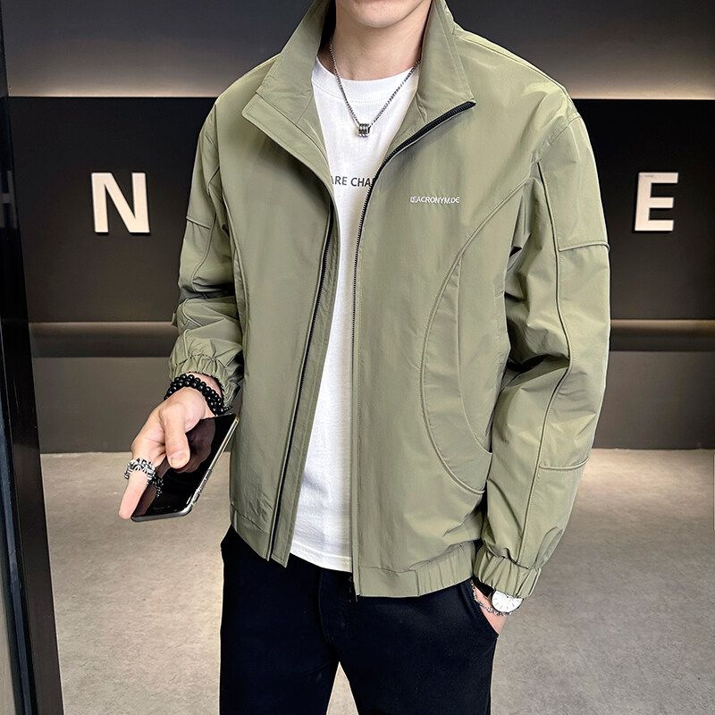 高级感廓形夹克外套男春季2026新款休闲时尚潮流百搭立领工装上衣