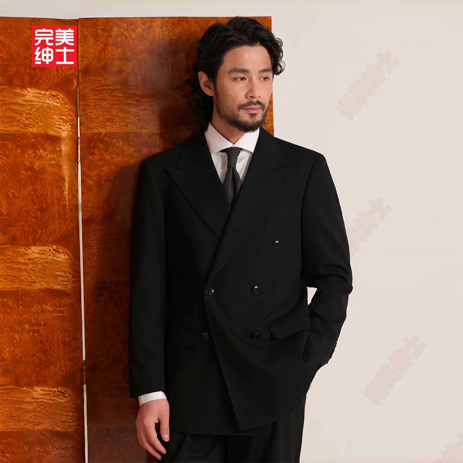 双排扣戗驳领西装男款高级感胖子穿大码结婚礼服男士西服套装高档