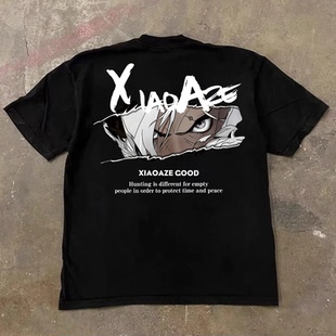 高克数新款美式重磅纯棉短袖T恤男女情侣印花宽松五分袖半袖体恤