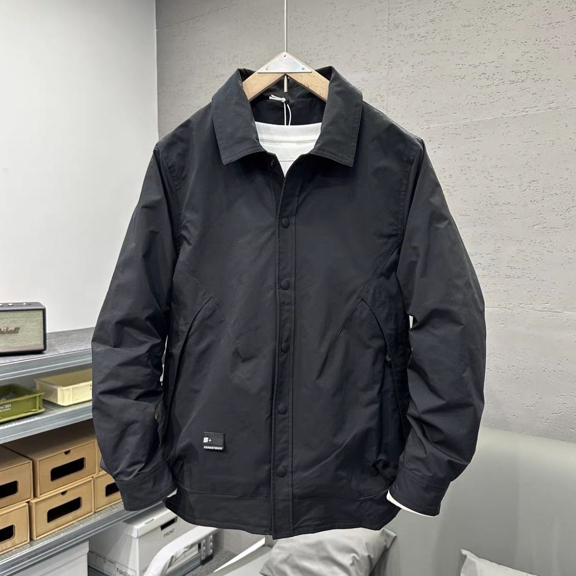 春季新品男士翻领夹克简约高级感衬衫领外套青年百搭潮流韩版上衣