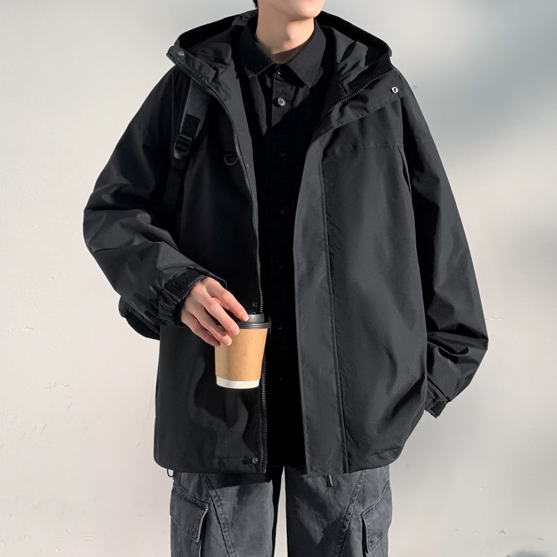春秋新款港风直播爆款夹克男潮流痞帅气ins连帽外套男装