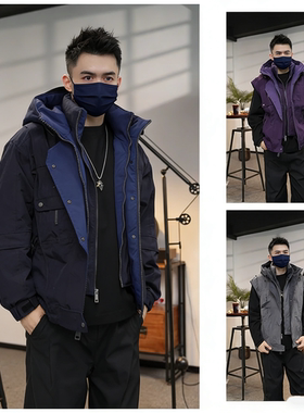 O.P.J【二合一可拆卸连帽马甲棉服】户外防风保暖痞帅加厚外套866