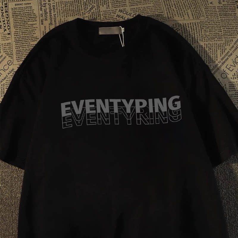 夏季重磅短袖t恤男女潮流宽松纯棉印花青少年男生半袖情侣体恤衫