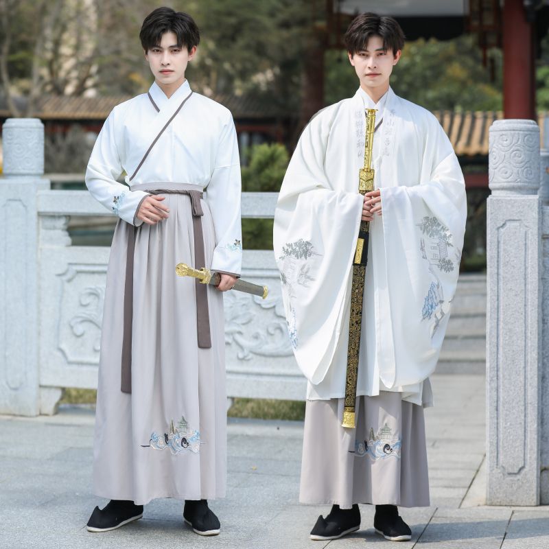 原创中国风汉服大袖衫外套魏晋风男学生毕业古装套装男朗诵演出服