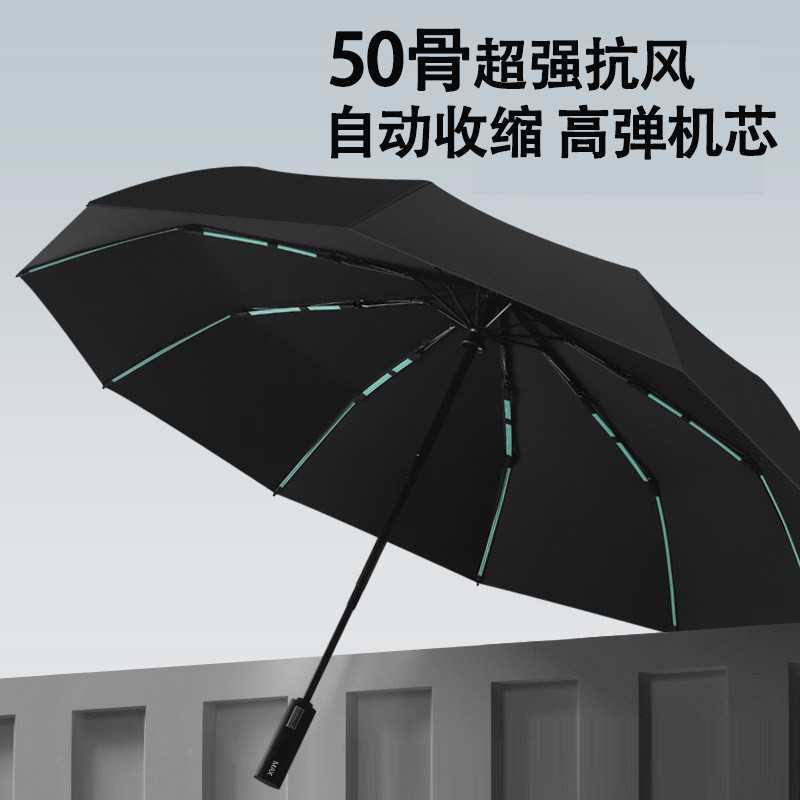 菲诺全自动雨伞男士高档50骨大号折叠加厚加固抗风暴雨专用双人伞