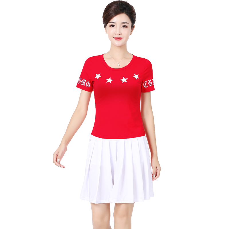 2023夏廣場舞服裝新款套裝短袖鬼步舞衣服舞蹈運動服跳舞套裙女