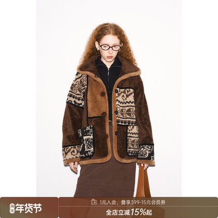 DIDDIMODA佩兹丽图案摇粒绒夹克男女同款百搭软糯温暖立领外套