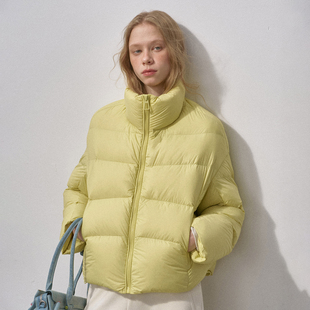 DIDDIMODA 高充绒量排骨羽绒服 云朵感90绒白鸭绒立领短款