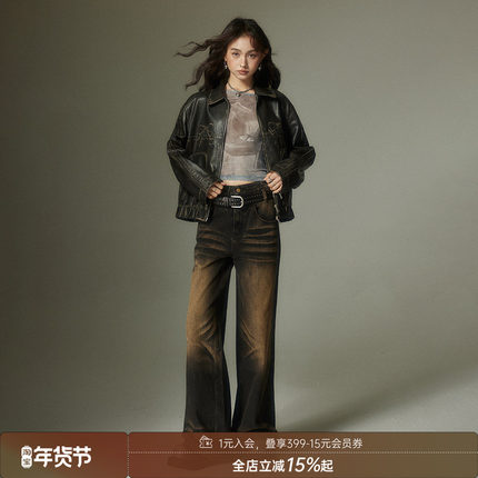 【清仓特惠】DIDDI MODA原创设计直筒牛仔裤美式高街大口袋阔腿裤