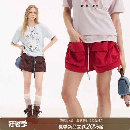 DIDDIMODA翻边大口袋工装裤宽松休闲运动短裤女2026年夏季新款