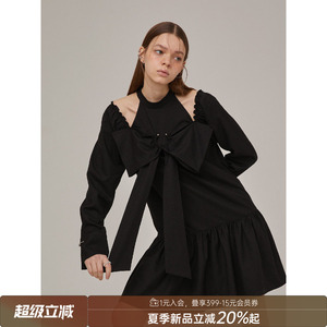 【清仓特惠】DIDDI纯心锁欲-甜美蝴蝶结黑色连衣裙收腰小黑裙