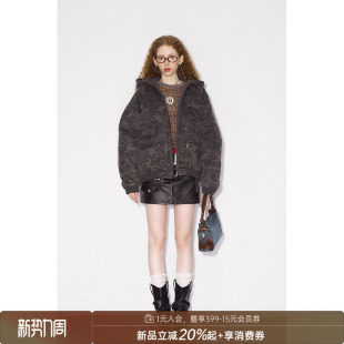 DIDDIMODA重工洗水迷彩口袋连帽外套复古挺阔棉上衣 清仓特惠