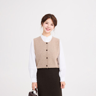 REST HEART 2025秋季新品 圆领针织羊毛背心开衫上衣女