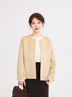 REST HEART 2025秋季新品 圆领宽松版羊毛大衣上衣女