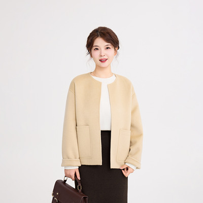 REST HEART 2025秋季新品 圆领宽松版羊毛大衣上衣女