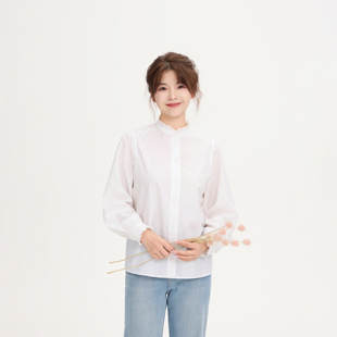 新品 REST HEART 2025春季 上衣女 小立领花边复古衬衫