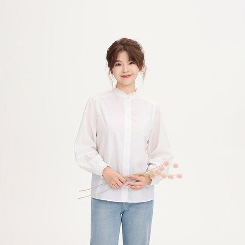 REST HEART 2025春季新品 小立领花边复古衬衫上衣女