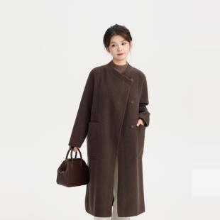 REST HEART 2024秋冬新品 高级设计感美拉德立绒羊毛大衣上衣女