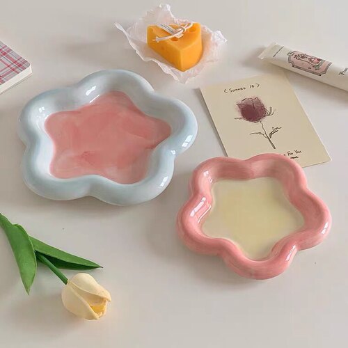 网红ins风盘子手绘高级感餐具