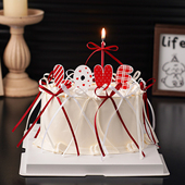 2.14情人节亚克力love唯美蛋糕装 饰情侣表白丝带蝴蝶结烘焙装 扮