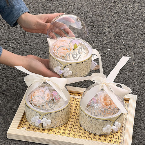 网红母亲节复古旗袍抱抱桶蛋糕装饰毛毡爱心mom节日快乐烘焙插件