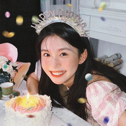 彩色闪亮发箍儿童头箍生日帽女神生日拍照道具派对帽网红装扮装饰
