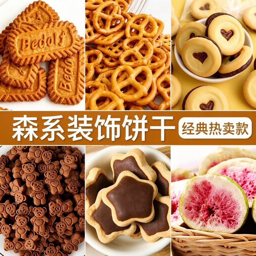 饼干蛋糕装饰焦糖碱水蝴蝶结爱心小熊混合装生日烘焙摆件点缀商用