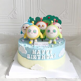 饰品摆件卡通崽崽熊失心熊粉仔熊烘焙插件 儿童生日蛋崽小熊蛋糕装