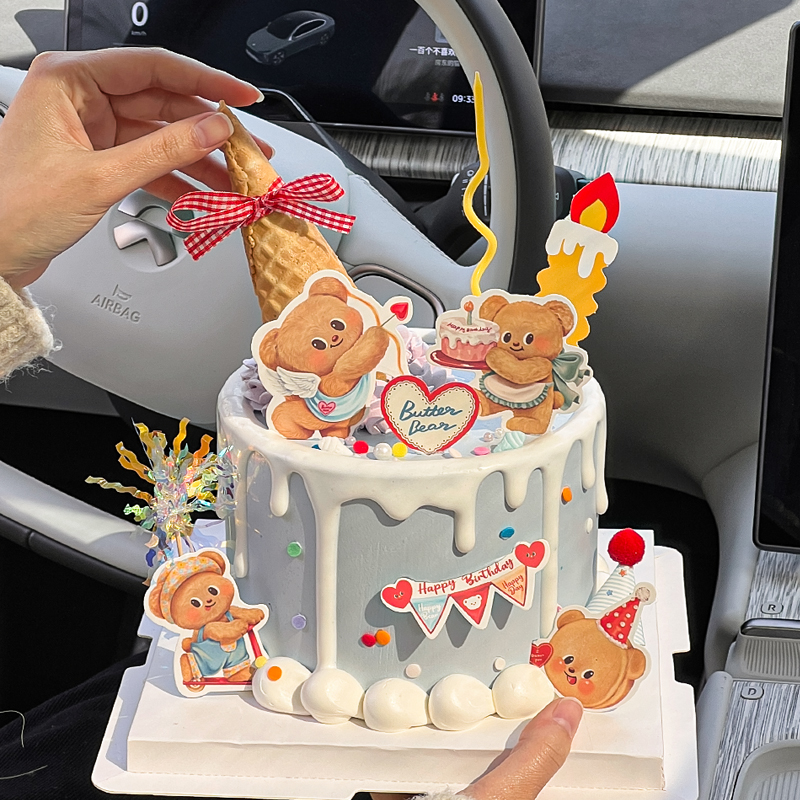 黄油小熊脆皮甜筒蛋糕装饰插件