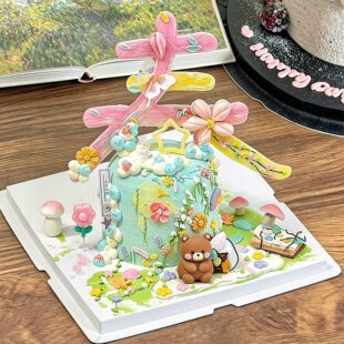 ins风奶油风花园春日风蛋糕装饰春字亚克力插件油画生日装饰摆件