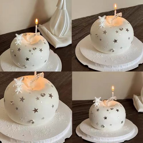 ins银色星星亮片苹果蛋糕装饰唯美圣诞雪花女神生日派对甜品插件